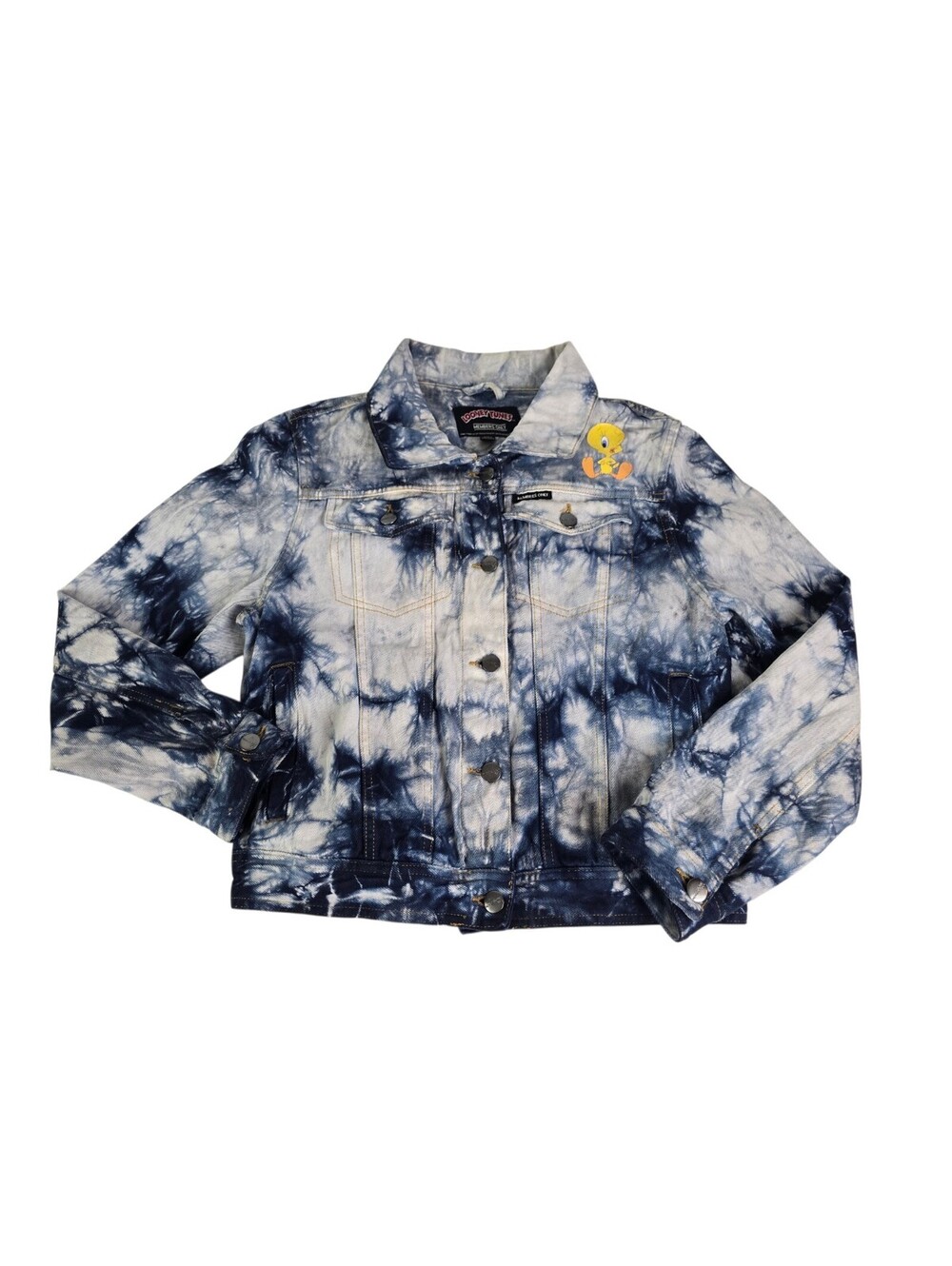 Members Only-Looney Tunes Tie Dye Denim Acid Wash Jean Jacket Size Large